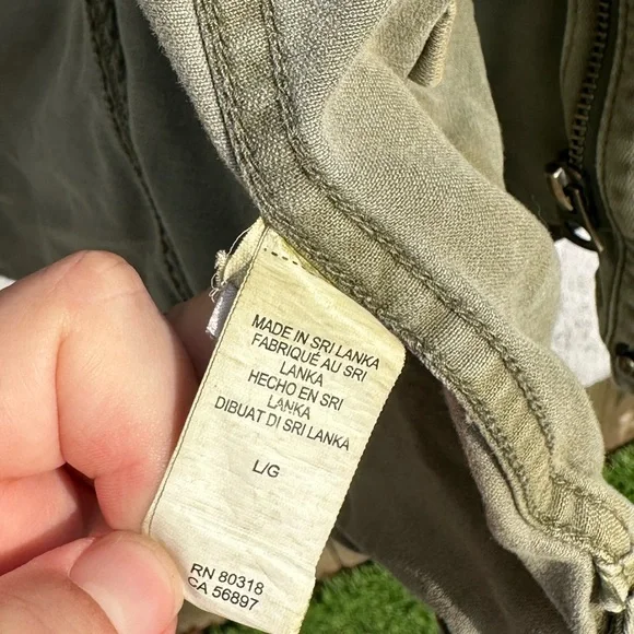 Lucky Brand Green Utility Military Jacket Large Cotton Jacket Cargo Pockets - Picture 6 of 11